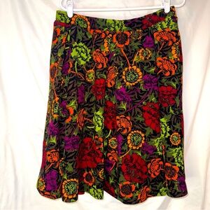 Lularoe Large Madison Pleated with Pockets Orange Green Red Floral Skirt